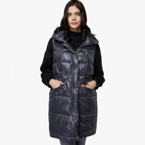 Orolay Women’s Down Vest Stand Collar Thick Hooded Coat Grey XS NWT